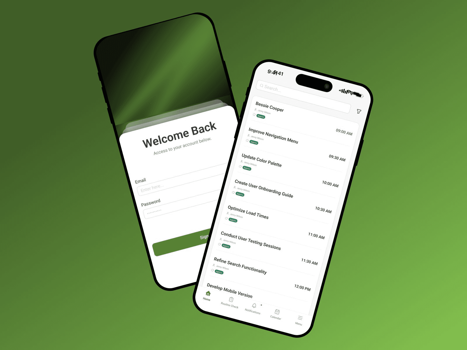 modern mobile application dashboard interface